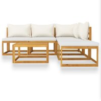 vidaXL 6-tlg. Garten-Lounge-Set mit Auflagen Creme...