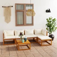 vidaXL 6-tlg. Garten-Lounge-Set mit Auflagen Creme...