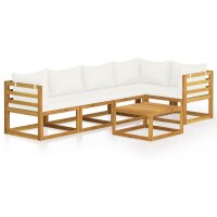 vidaXL 6-tlg. Garten-Lounge-Set mit Auflagen Creme...