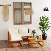 vidaXL 5-tlg. Garten-Lounge-Set mit Auflagen Creme...