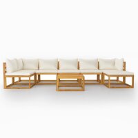 vidaXL 8-tlg. Garten-Lounge-Set mit Auflagen Creme...