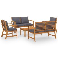 vidaXL 5-tlg. Garten-Lounge-Set mit Auflagen Massivholz Akazie