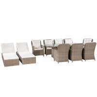 vidaXL 11-tlg. Garten-Essgruppe Poly Rattan Braun