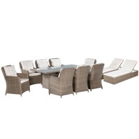 vidaXL 11-tlg. Garten-Essgruppe Poly Rattan Braun