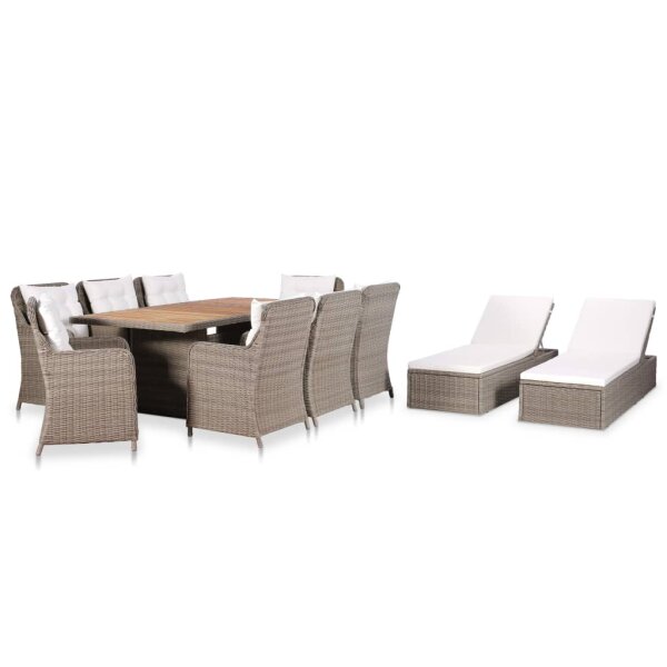 vidaXL 11-tlg. Garten-Essgruppe Poly Rattan