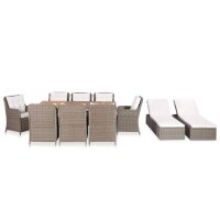 vidaXL 11-tlg. Garten-Essgruppe Poly Rattan