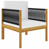 vidaXL 5-tlg. Garten-Lounge-Set mit Kissen Cremeweiß Massivholz Akazie
