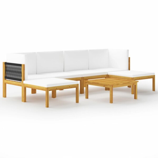 vidaXL 7-tlg. Garten-Lounge-Set mit Kissen Cremewei&szlig; Massivholz Akazie