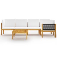 vidaXL 6-tlg. Garten-Lounge-Set mit Kissen Cremeweiß Massivholz Akazie