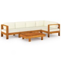 vidaXL 6-tlg. Garten-Lounge-Set mit Creme Auflagen Massivholz Akazie