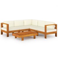 vidaXL 6-tlg. Garten-Lounge-Set mit Creme Auflagen...