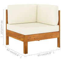 vidaXL 7-tlg. Garten-Lounge-Set mit Creme Auflagen Massivholz Akazie