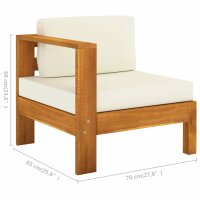 vidaXL 7-tlg. Garten-Lounge-Set mit Creme Auflagen Massivholz Akazie