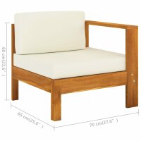 vidaXL 7-tlg. Garten-Lounge-Set mit Creme Auflagen Massivholz Akazie