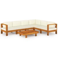 vidaXL 7-tlg. Garten-Lounge-Set mit Creme Auflagen Massivholz Akazie