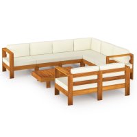 vidaXL 8-tlg. Garten-Lounge-Set mit Creme Auflagen...