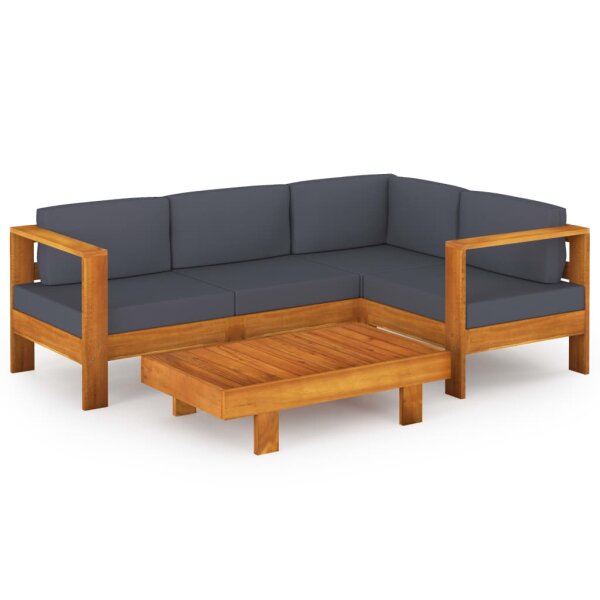 vidaXL 5-tlg. Garten-Lounge-Set mit Dunkelgrauen Auflagen Akazienholz