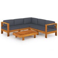 vidaXL 6-tlg. Garten-Lounge-Set mit Dunkelgrauen Auflagen...