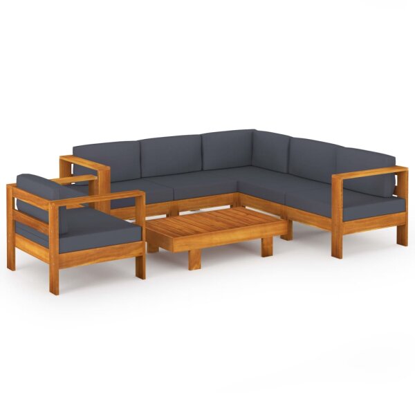 vidaXL 7-tlg. Garten-Lounge-Set mit Dunkelgrauen Auflagen Akazienholz