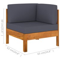 vidaXL 7-tlg. Garten-Lounge-Set mit Dunkelgrauen Auflagen Akazienholz