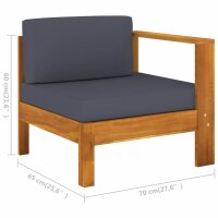 vidaXL 7-tlg. Garten-Lounge-Set mit Dunkelgrauen Auflagen Akazienholz