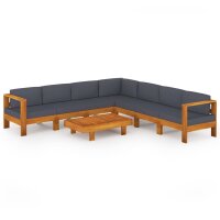 vidaXL 8-tlg. Garten-Lounge-Set mit Dunkelgrauen Auflagen...