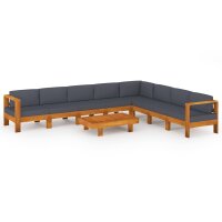 vidaXL 9-tlg. Garten-Lounge-Set mit Dunkelgrauen Auflagen...