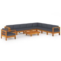 vidaXL 10-tlg. Garten-Lounge-Set mit Dunkelgrauen...