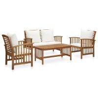 vidaXL 4-tlg. Garten-Lounge-Set mit Auflagen Massivholz...