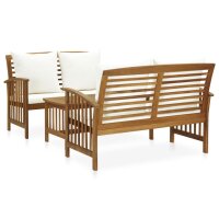 vidaXL 3-tlg. Garten-Lounge-Set mit Auflagen Massivholz...