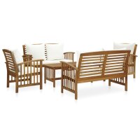 vidaXL 5-tlg. Garten-Lounge-Set mit Auflagen Massivholz...