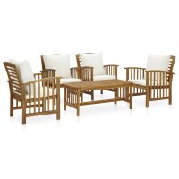 vidaXL 5-tlg. Garten-Lounge-Set mit Auflagen Massivholz...