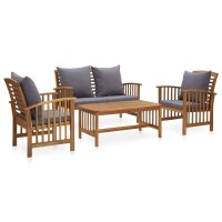 vidaXL 4-tlg. Garten-Lounge-Set mit Auflagen Massivholz...