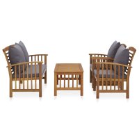 vidaXL 4-tlg. Garten-Lounge-Set mit Auflagen Massivholz...