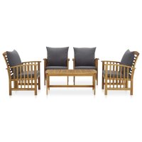 vidaXL 5-tlg. Garten-Lounge-Set mit Auflagen Massivholz...