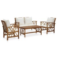 vidaXL 4-tlg. Garten-Lounge-Set mit Auflagen Massivholz...