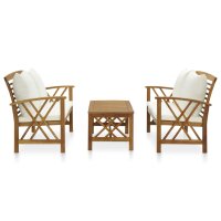 vidaXL 3-tlg. Garten-Lounge-Set mit Auflagen Massivholz...