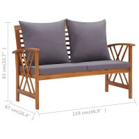 vidaXL 4-tlg. Garten-Lounge-Set mit Auflagen Massivholz Akazie