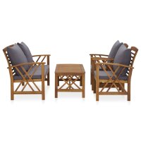 vidaXL 4-tlg. Garten-Lounge-Set mit Auflagen Massivholz...