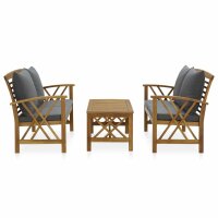 vidaXL 3-tlg. Garten-Lounge-Set mit Auflagen Massivholz...