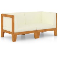 vidaXL 2-Sitzer-Sofa mit Cremewei&szlig;en Kissen Akazie Massivholz