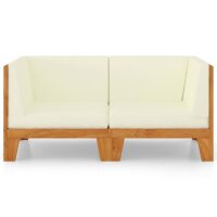 vidaXL 2-Sitzer-Sofa mit Cremewei&szlig;en Kissen Akazie Massivholz