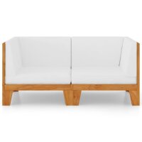 vidaXL 2-Sitzer-Sofa mit Cremewei&szlig;en Kissen Akazie Massivholz