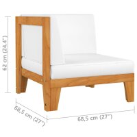 vidaXL 2-Sitzer-Sofa mit Cremewei&szlig;en Kissen Akazie Massivholz