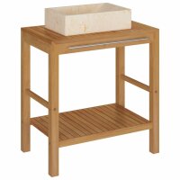 vidaXL Waschtisch Massivholz Teak mit Waschbecken Marmor Creme