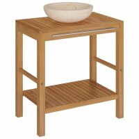 vidaXL Waschtisch Massivholz Teak mit Waschbecken Marmor...