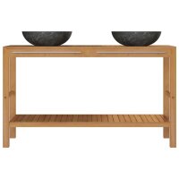 vidaXL Waschtisch Massivholz Teak mit Waschbecken Marmor Schwarz