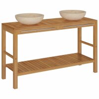 vidaXL Waschtisch Massivholz Teak mit Waschbecken Marmor...