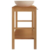 vidaXL Waschtisch Massivholz Teak mit Waschbecken Marmor Creme