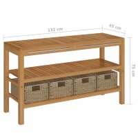 vidaXL Waschtisch Massivholz Teak mit Waschbecken Marmor Schwarz